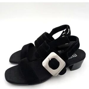 Munro Ashlin Slingback Block Heel Sandal Women's Black Suede